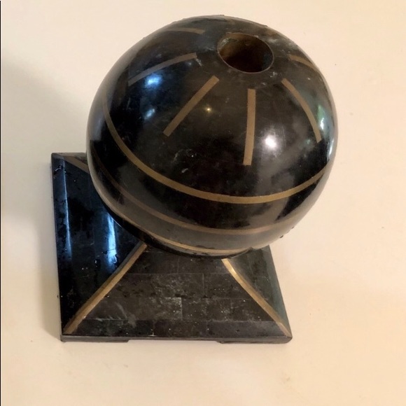 Vintage Maitland Smith Candlesticks Stone Brass - Picture 2 of 8